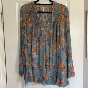 Free People Flowy Printed Shirt